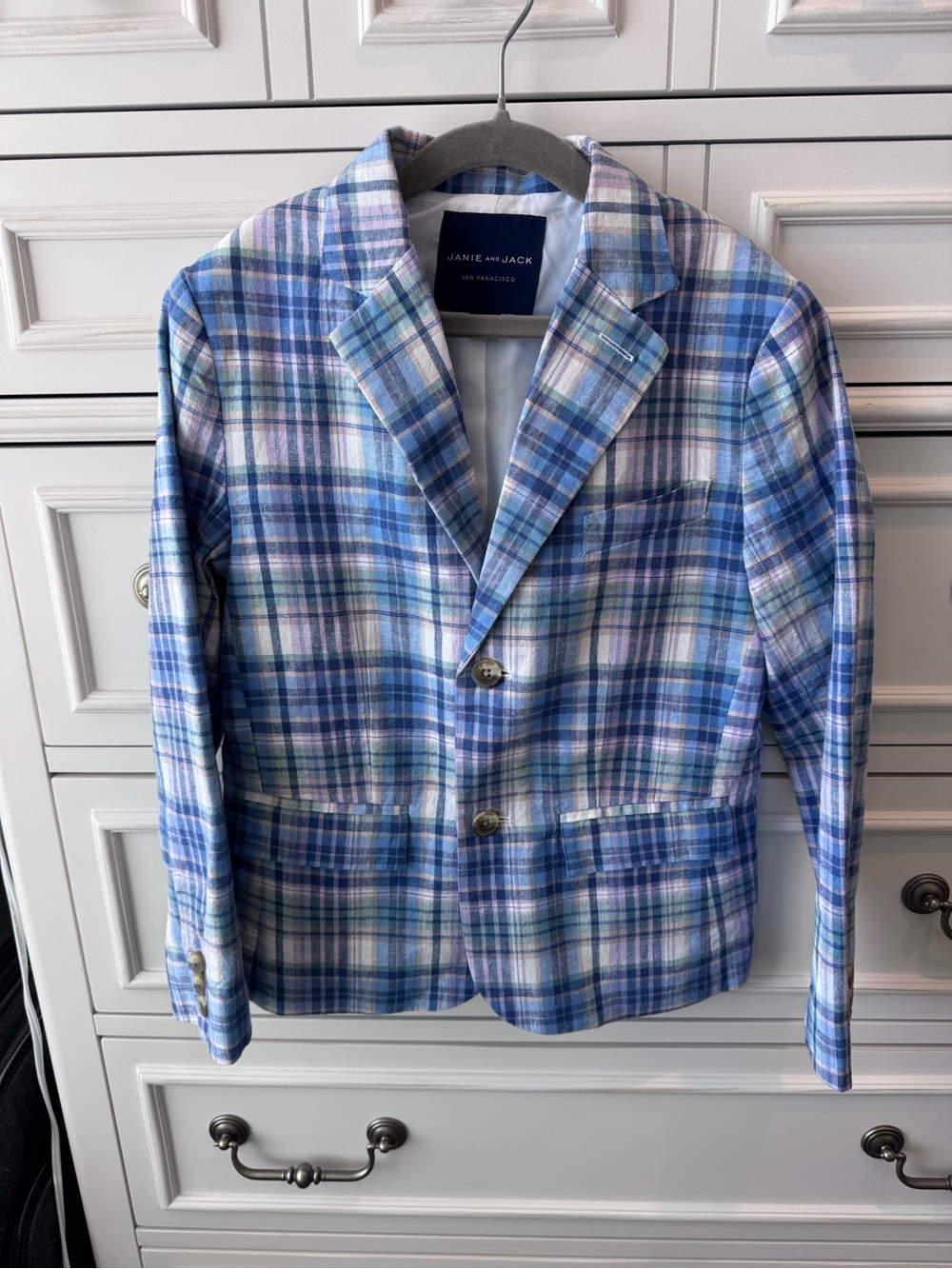 Janie and Jack Blue & White Plaid Boys' Blazer